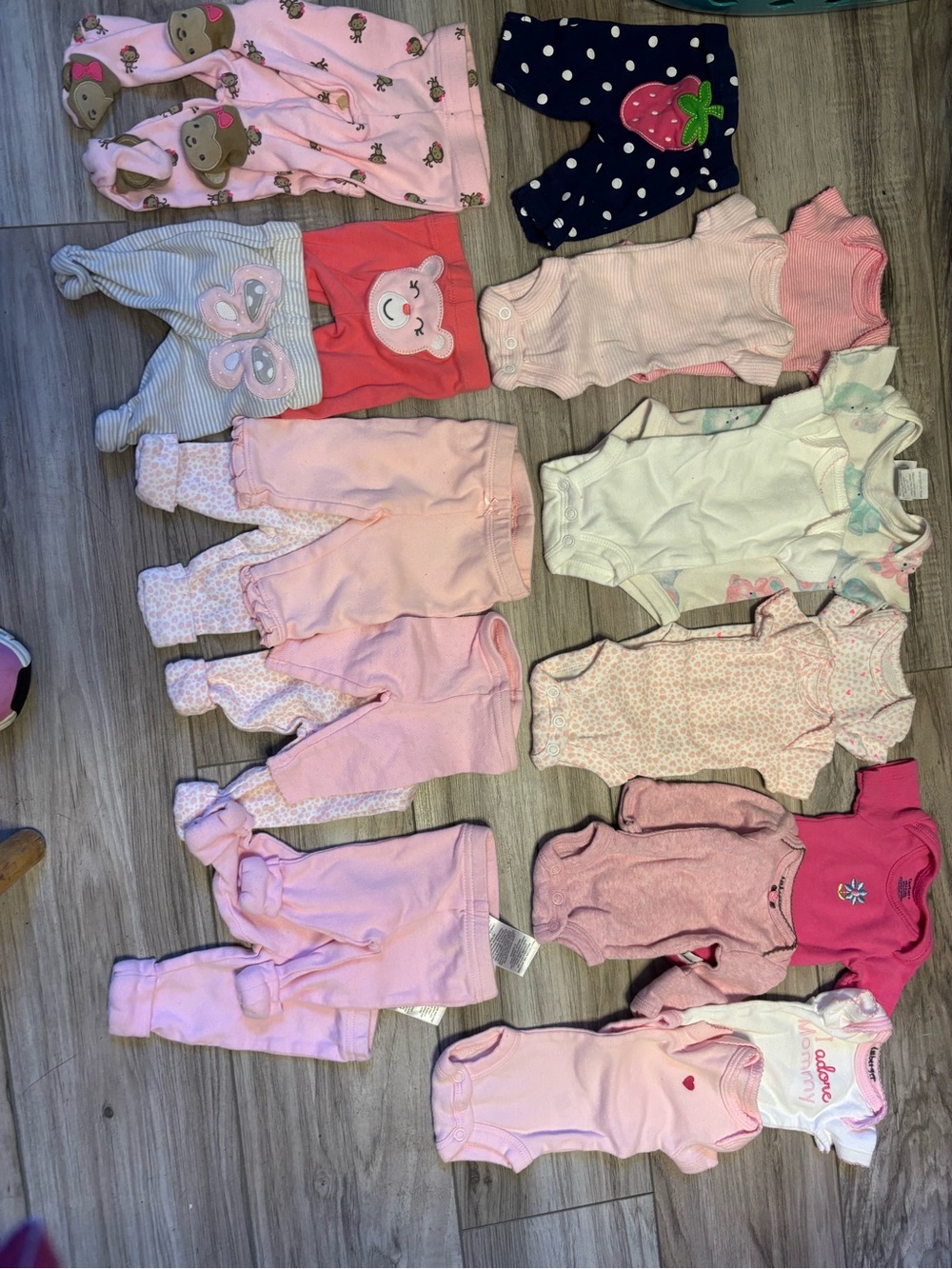 Baby Girls Pink One-Piece Bodysuit Bundle preemie